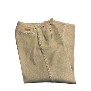 VTG Wranglers Made/USA 31x32 Pleated Front Tan Denim Jean Cowboy Cut 100% Cotton